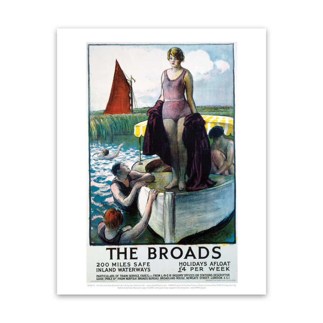 The Broads - Girl standing on boat Art Print