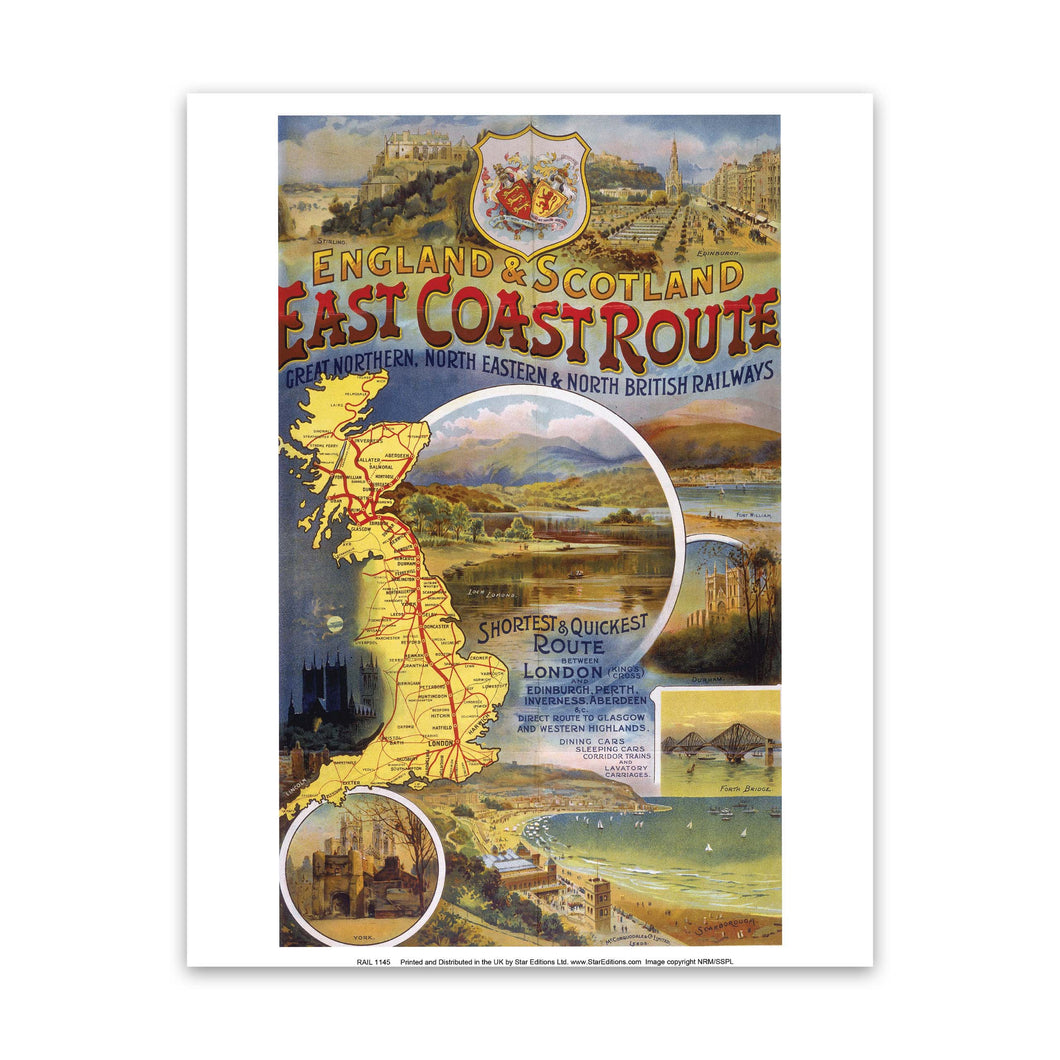 England and Scotland East Coast Route Art Print