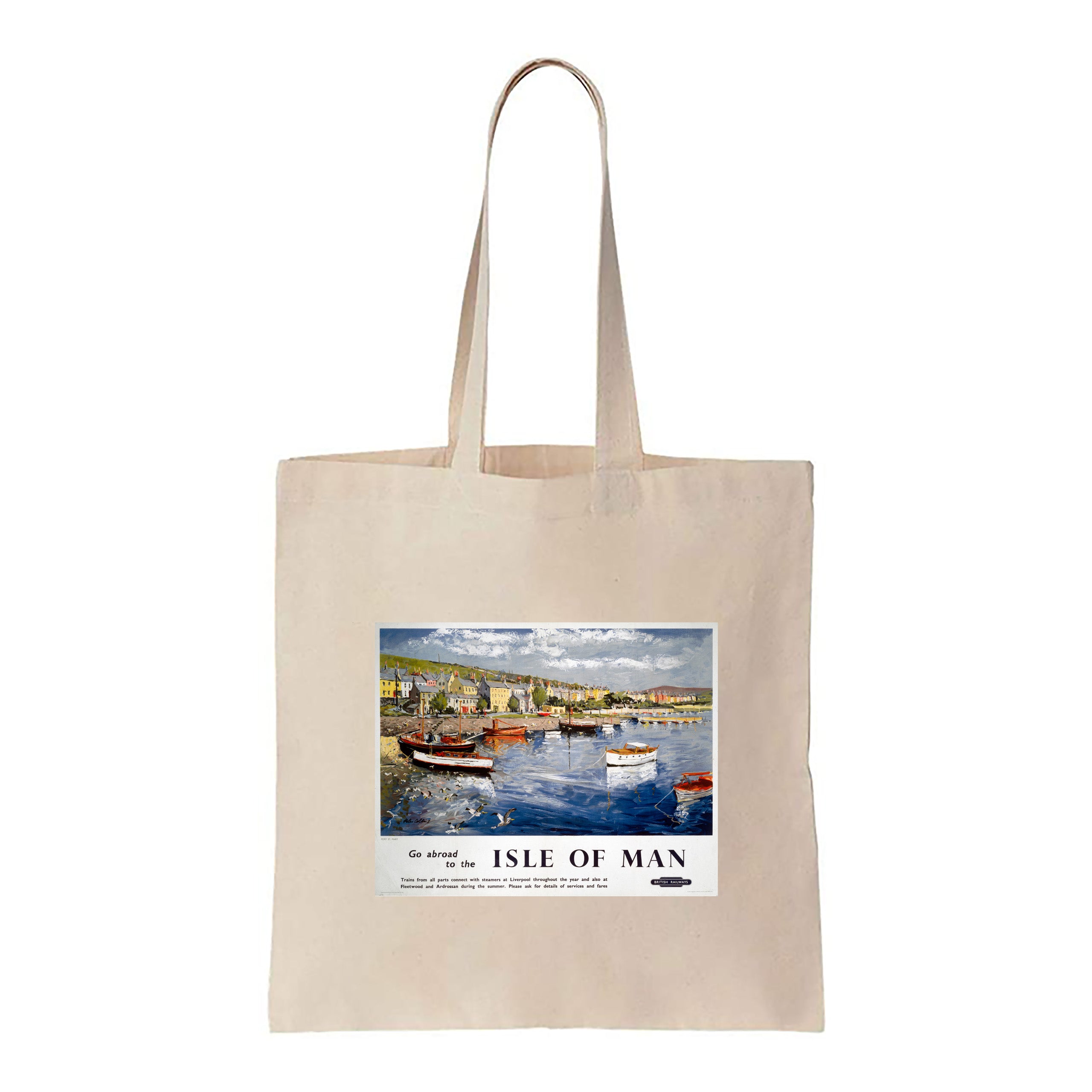 Go Abroad to the Isle of Man Port St Mary Canvas Tote Bag Railway Posters