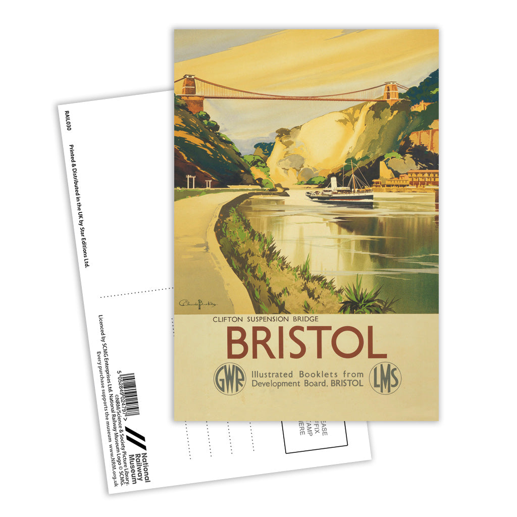Bristol - Clifton Suspension Bridge GWR LMS Postcard Pack of 8 – Railway Posters