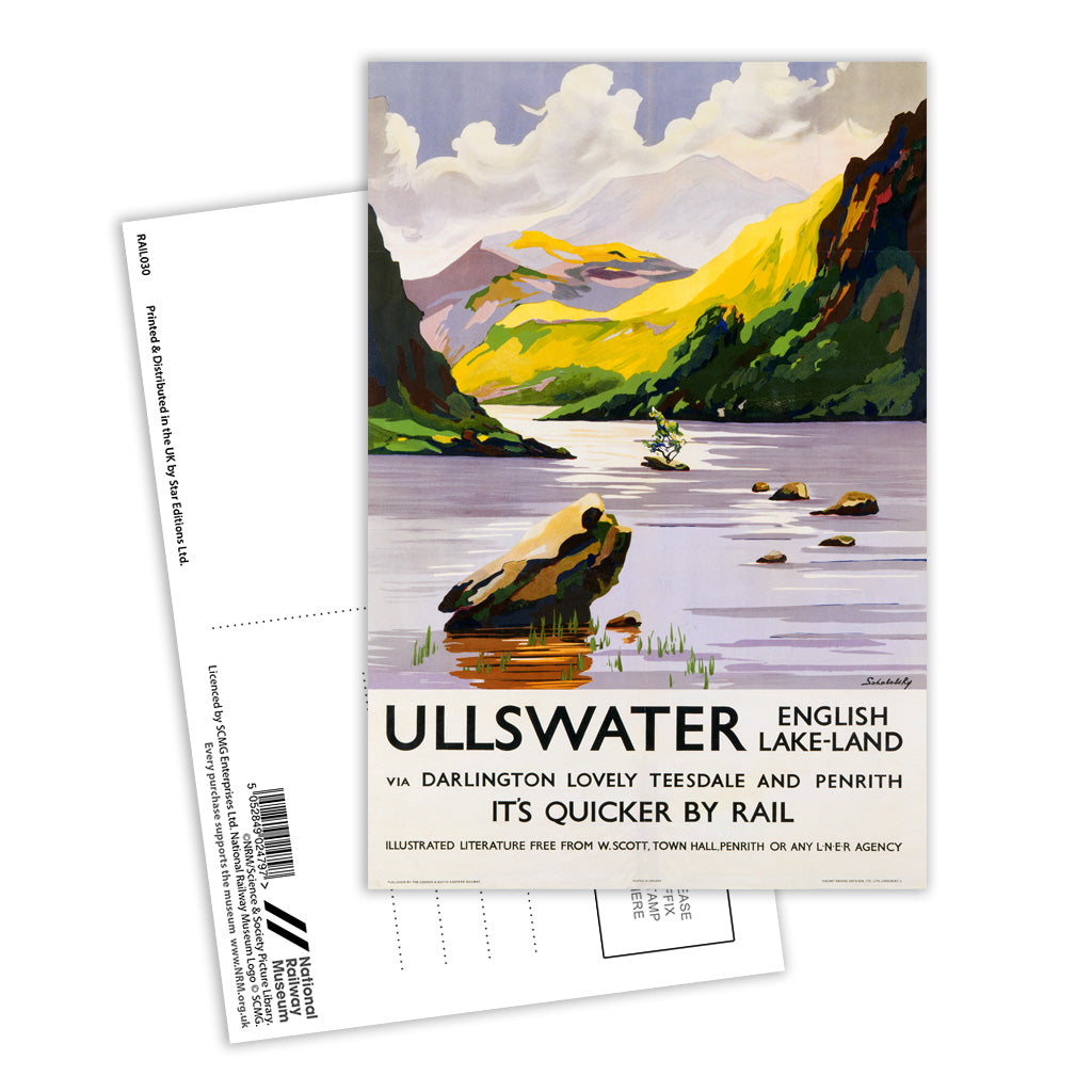 Ullswater, English Lake-Land, It's Quicker By Rail Postcard Pack of 8