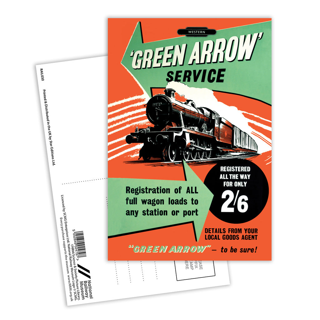 Green Arrow Service, Western Postcard Pack of 8