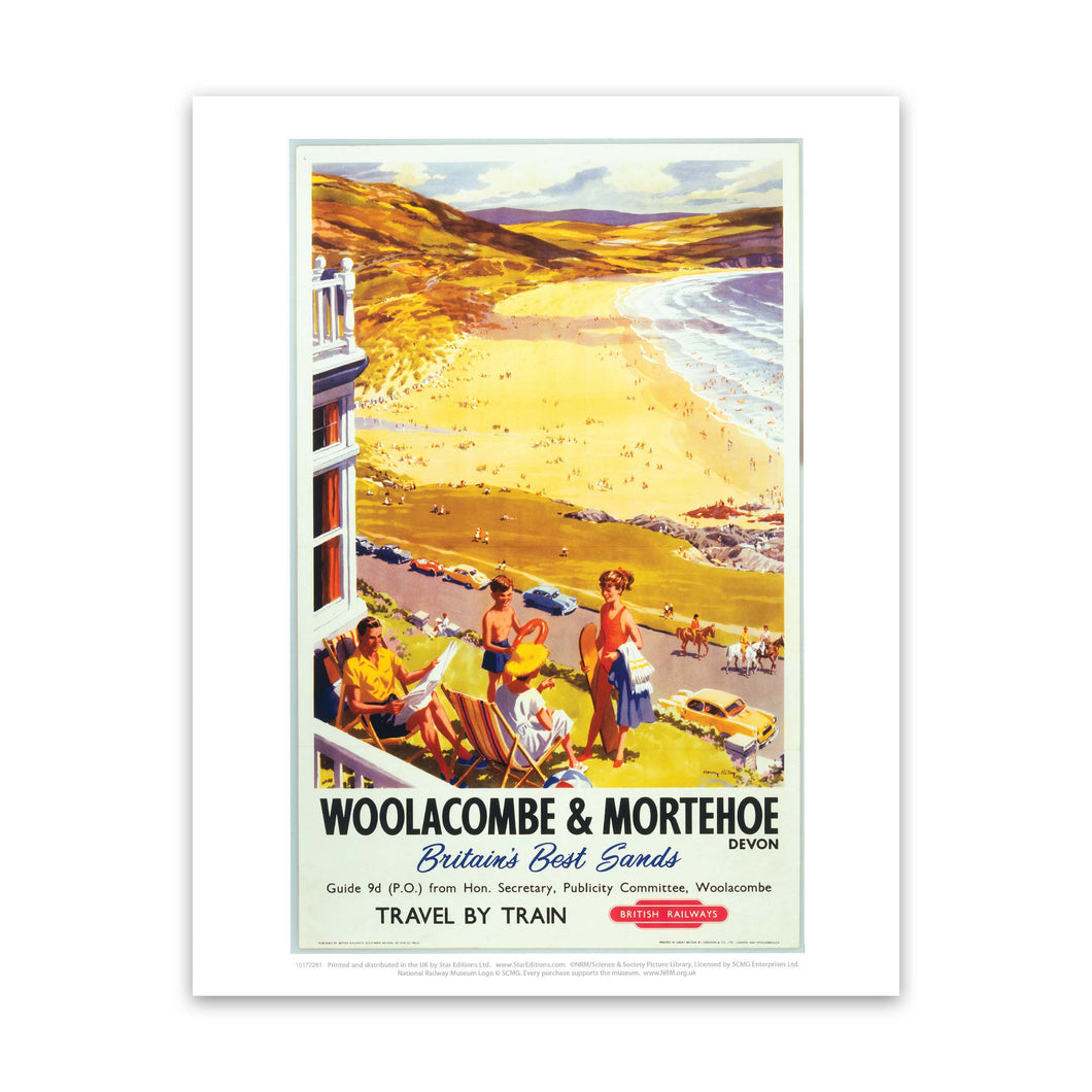 Woolacombe and Mortehoe, Devon, Travel By Train, British Railways Art Print