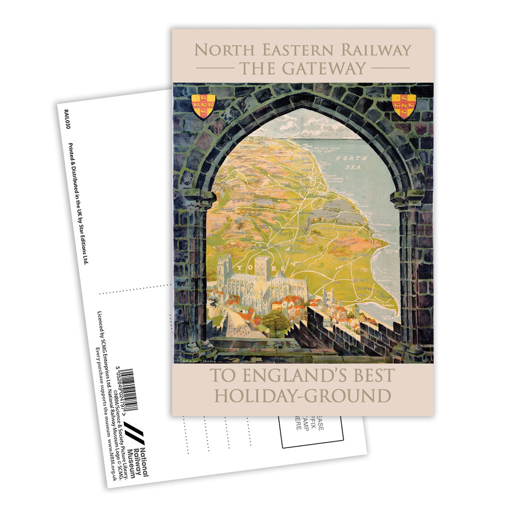 North Eastern Railway, The Gateway To England's Best Holiday-Ground Postcard Pack of 8