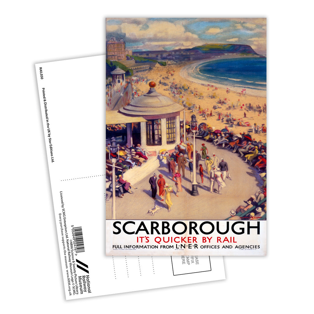Scarborough, It's Quicker By Rail Postcard Pack of 8