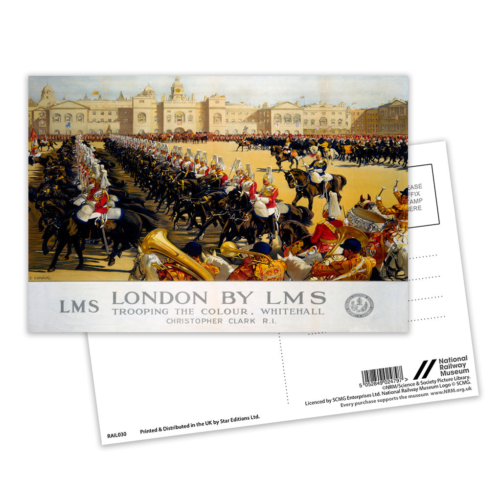 London By LMS, Trooping The Colour, Whitehall Postcard Pack of 8