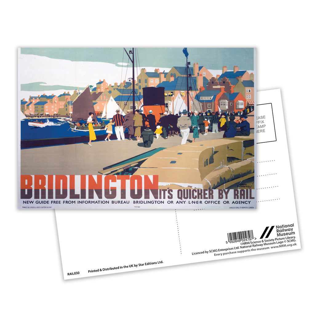 Bridlington, It's Quicker By Rail Postcard Pack of 8