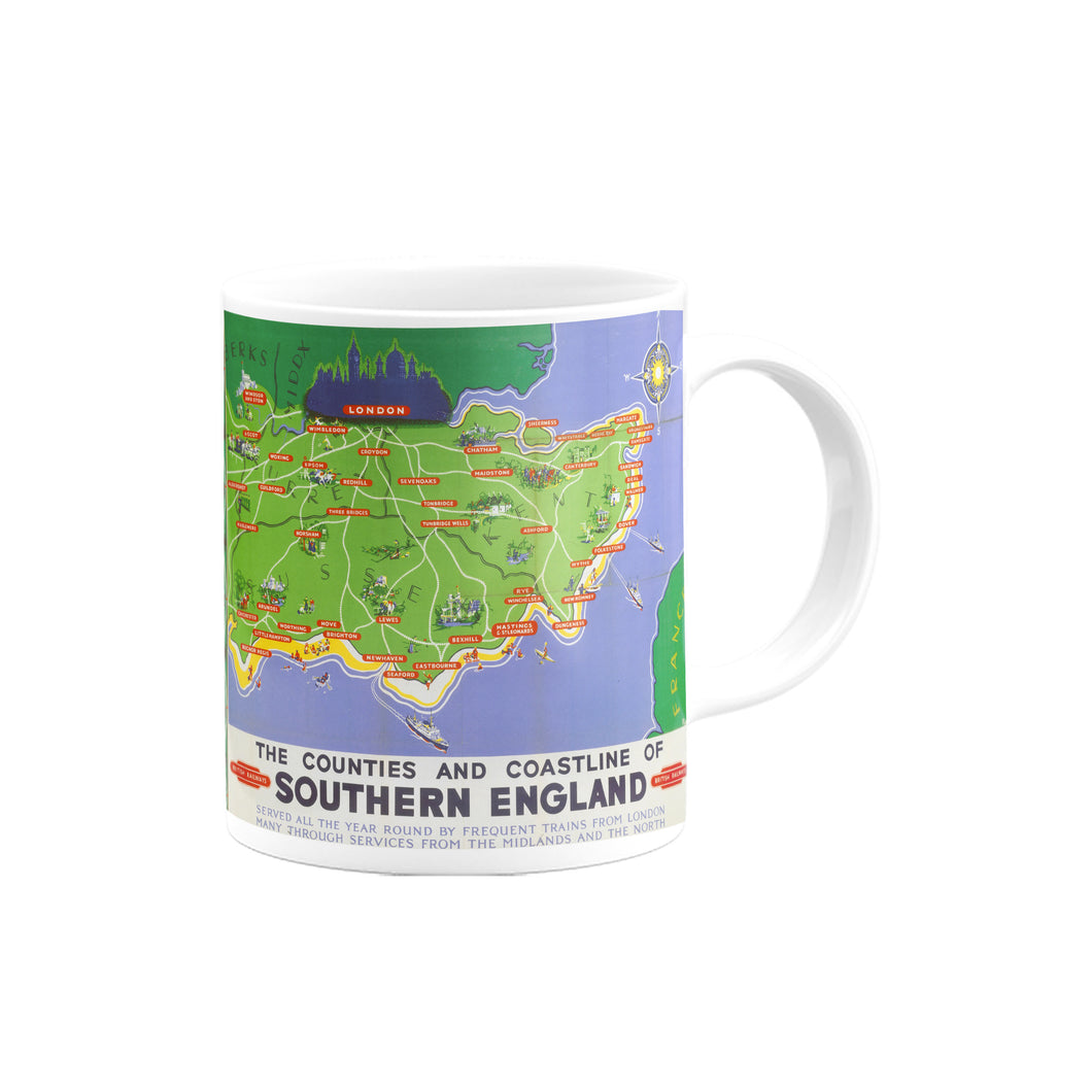 The Counties And Coastline Of Southern England Mug