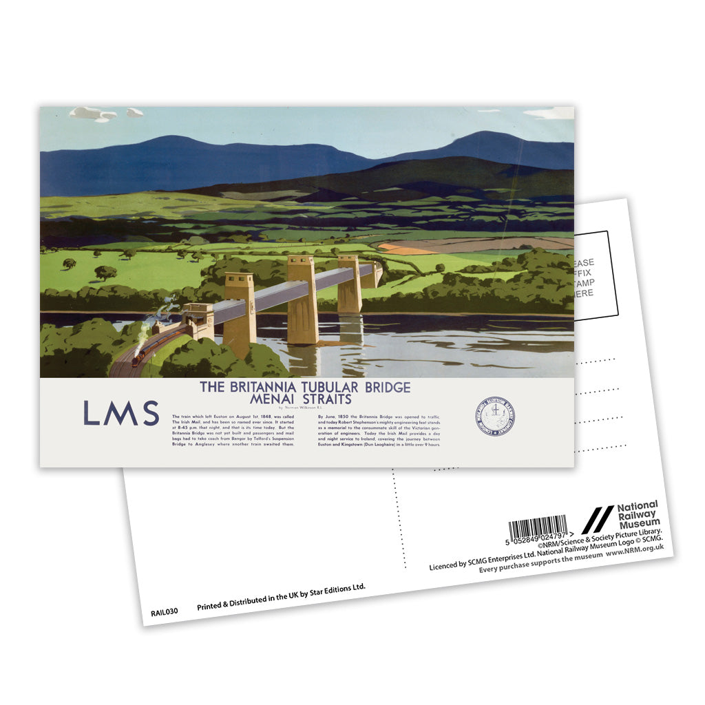 The Britannia Tubular Bridge, Menai Straits Postcard Pack of 8