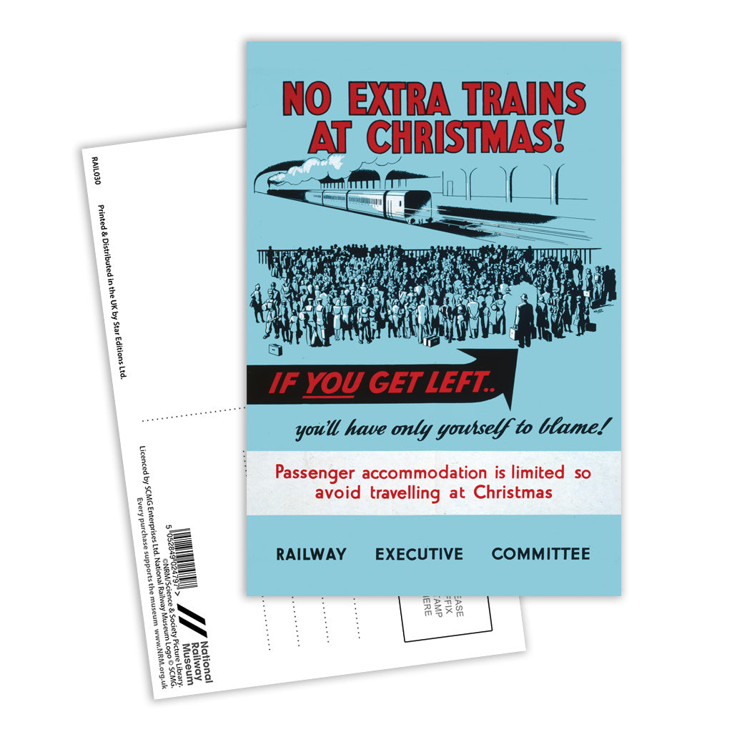 No Extra Trains At Christmas Postcard Pack of 8