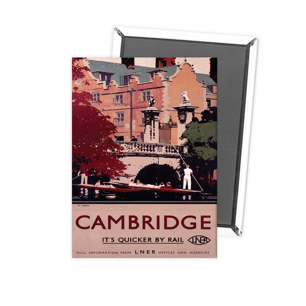 Cambridge it's Quicker by Rail - Punting Fridge Magnet