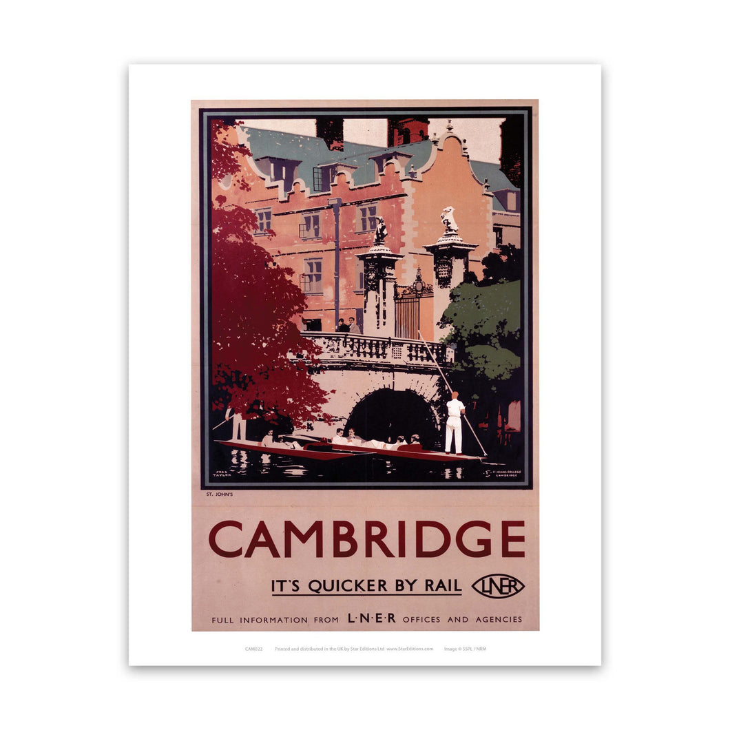 Cambridge it's Quicker by Rail - Punting Art Print