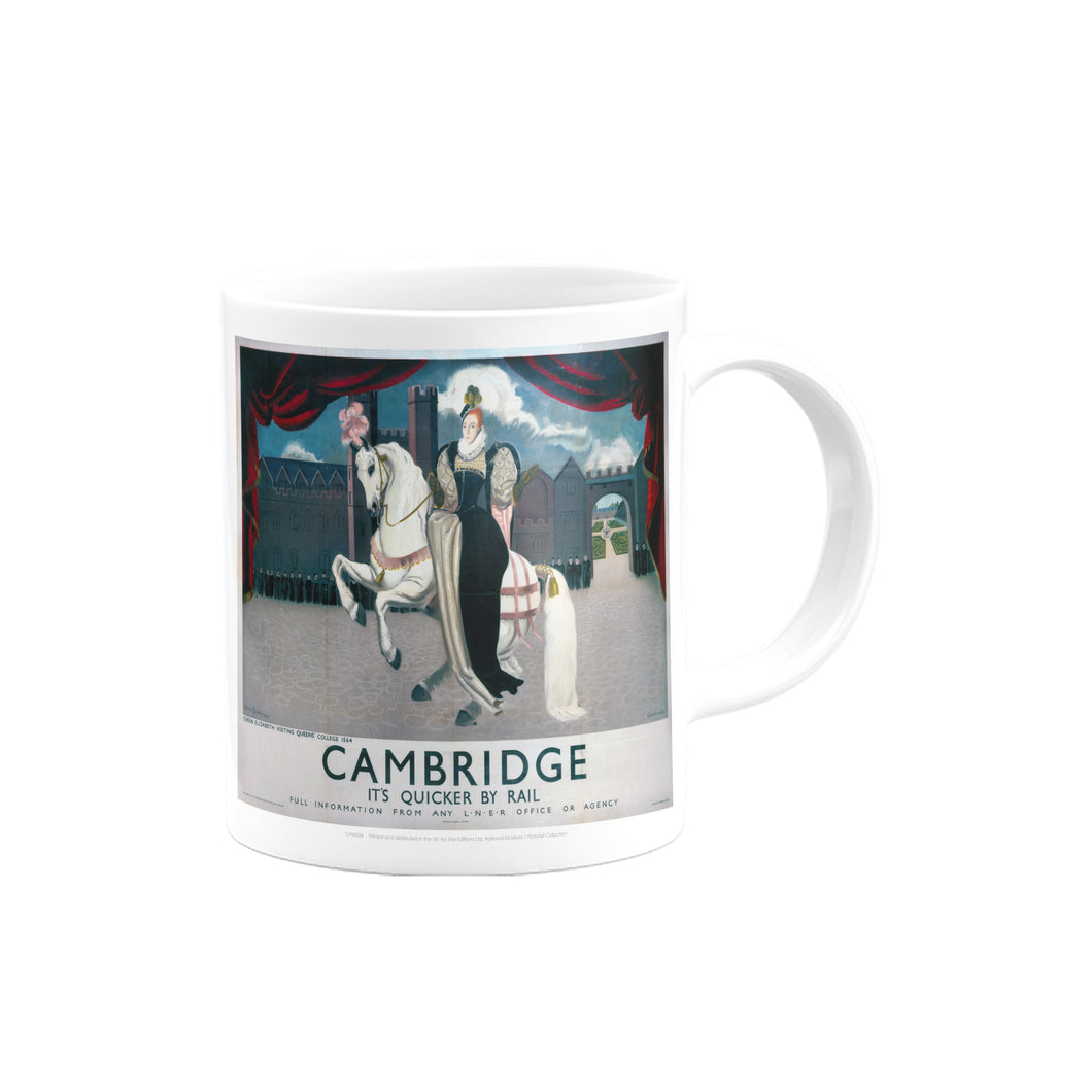 Queen Elizabeth on Horse Visiting Cambridge Mug