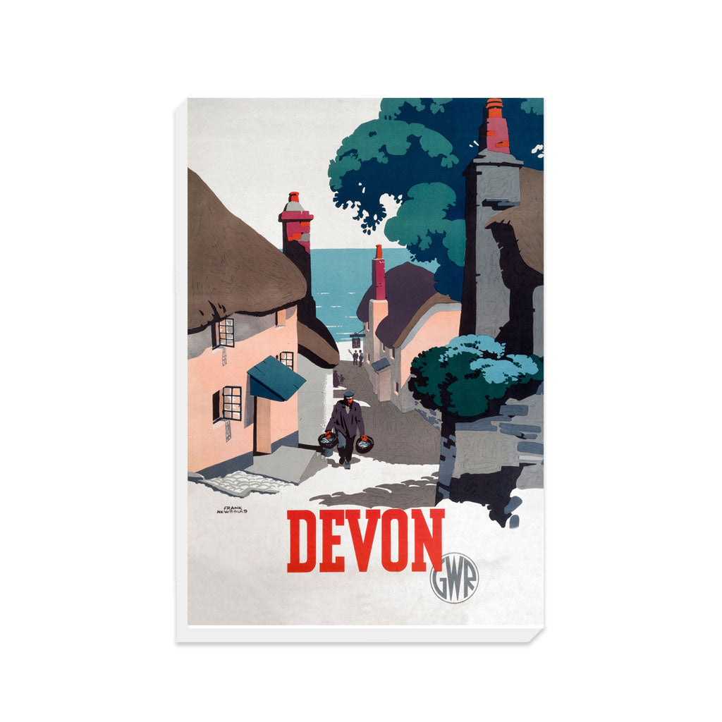 Devon GWR Old Man Walking Up Street - Canvas