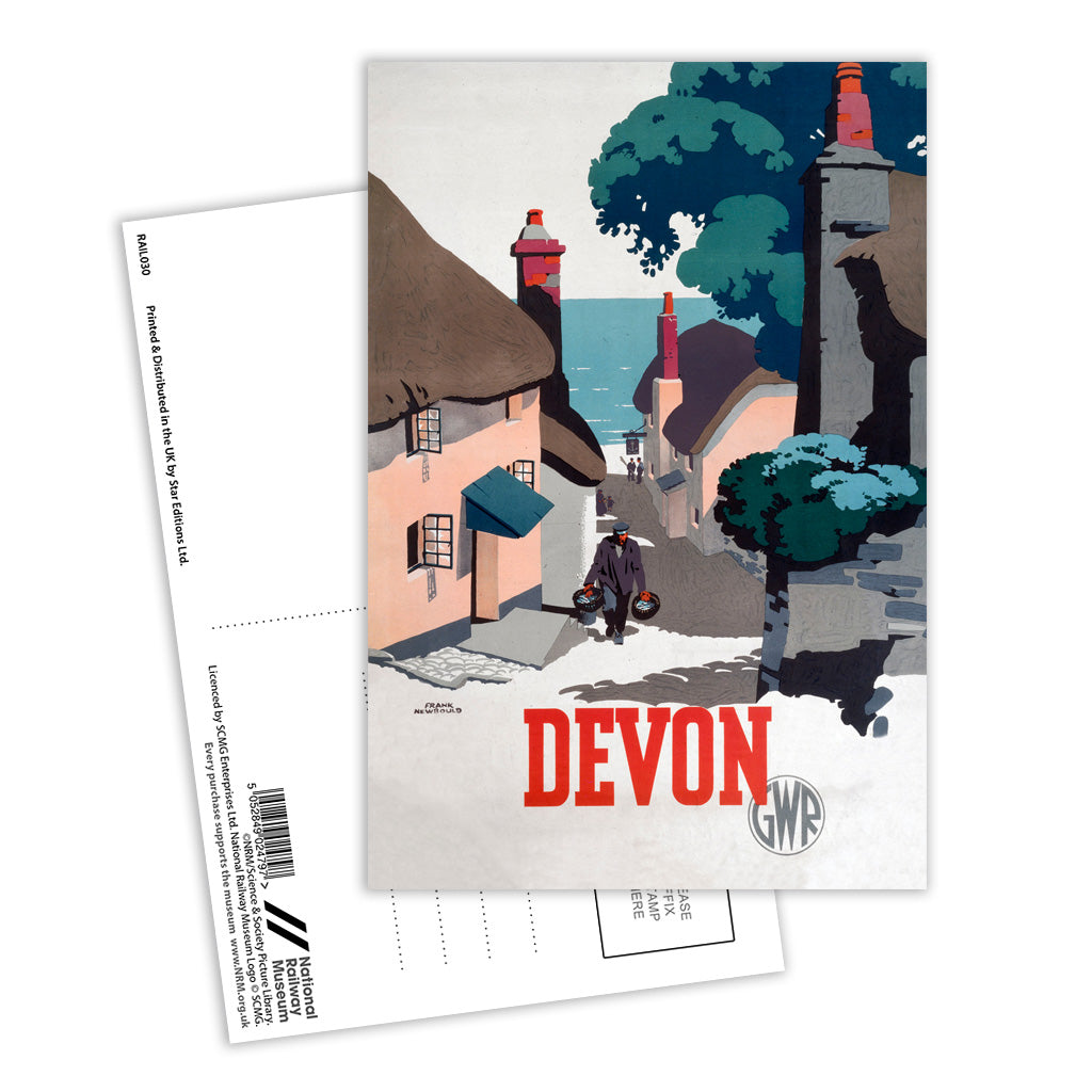Devon GWR Old Man Walking Up Street Postcard Pack of 8