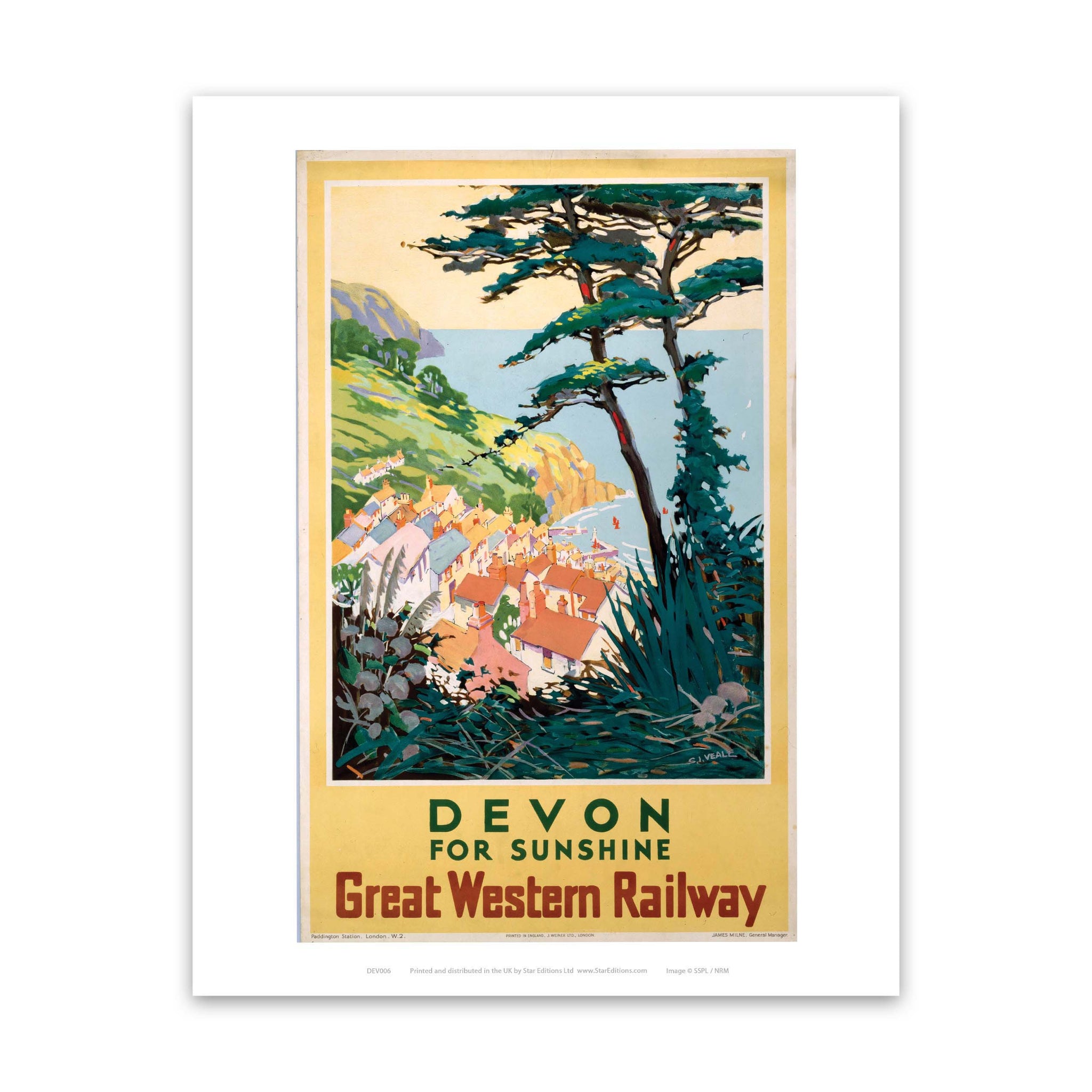 Vintage GWR Paignton South Devon Railway Poster A3/A2/A1 – Vintage