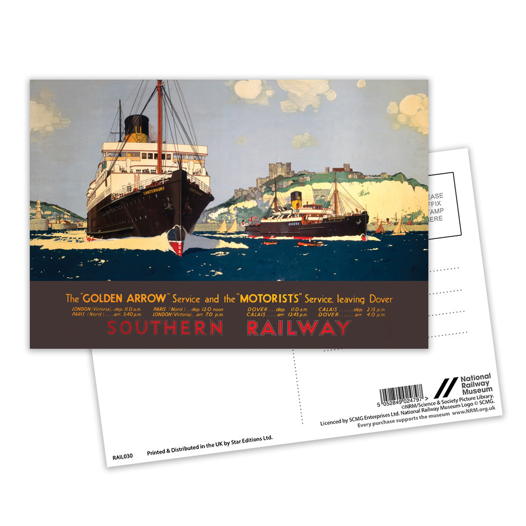 Southern Railway Ships, The Golden Arrow and the Motorists Postcard Pack of 8