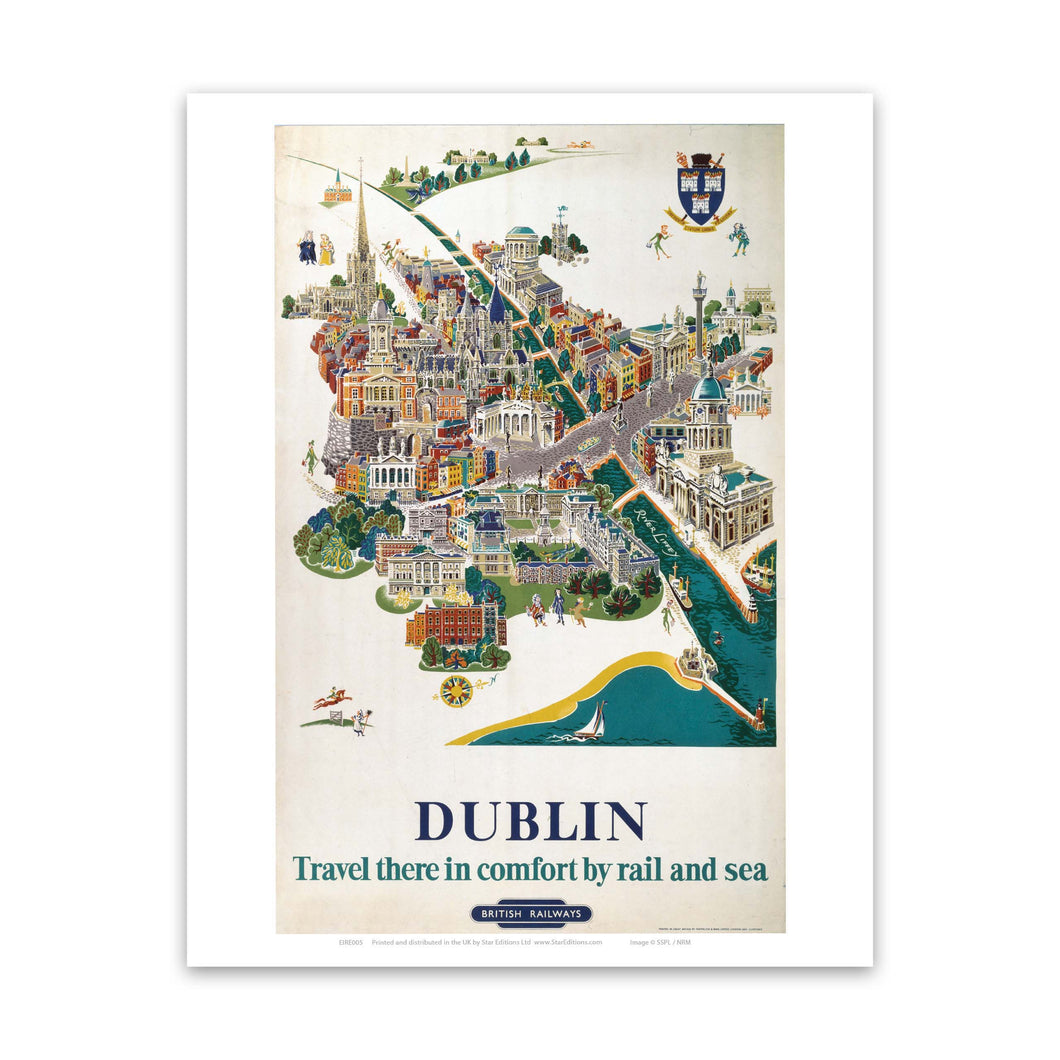 Dublin Map - British Railways Art Print