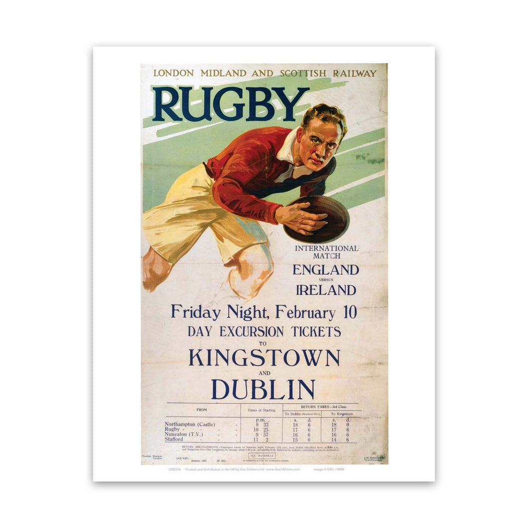 Rugby England Vs Ireland - Tickets to Kinstown and Dublin Art Print