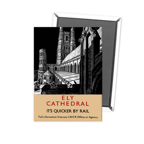 Ely Cathedral Black and White Fridge Magnet