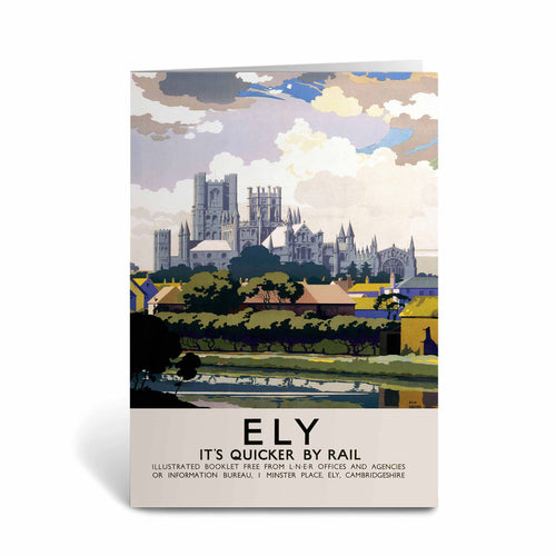 Ely View of Cathedral across River Greeting Card