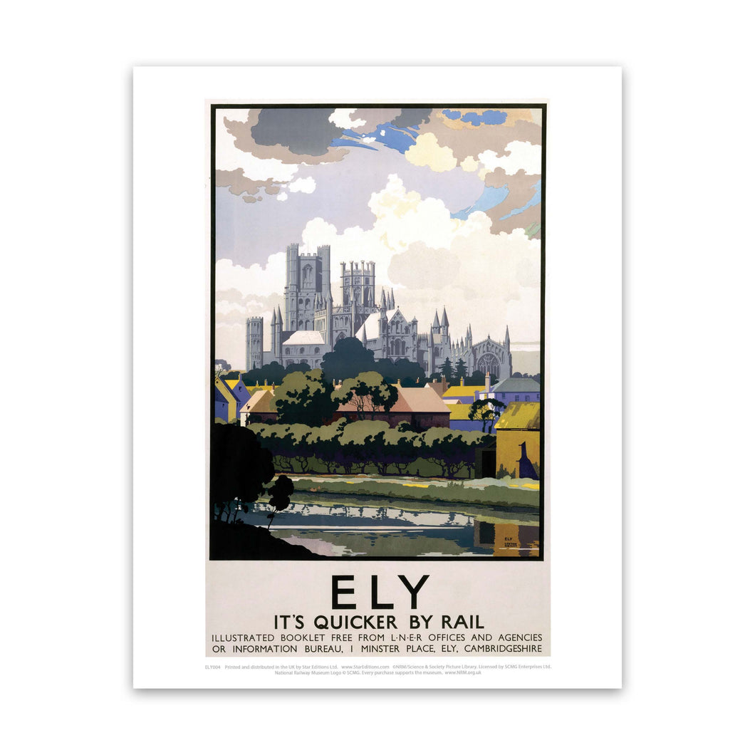 Ely View of Cathedral across River Art Print