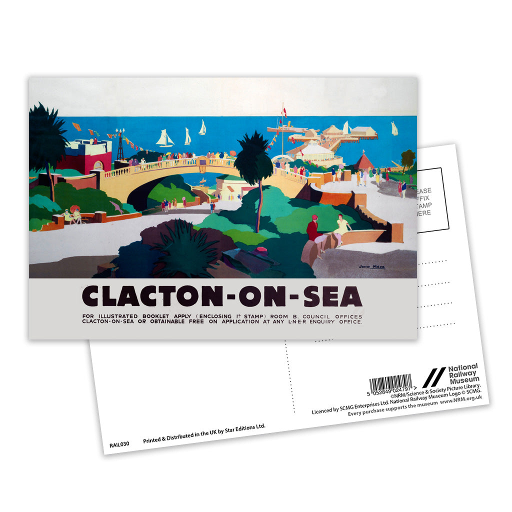 Clacton On Sea Bridge and Pier Postcard Pack of 8