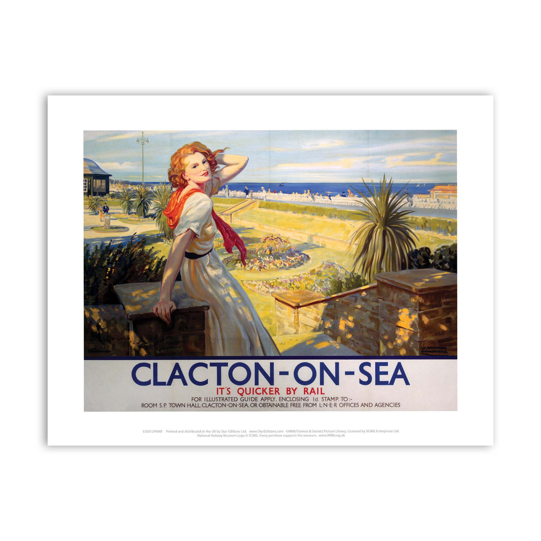 Clacton-on-sea, Girl with Red Hair White Dress Art Print