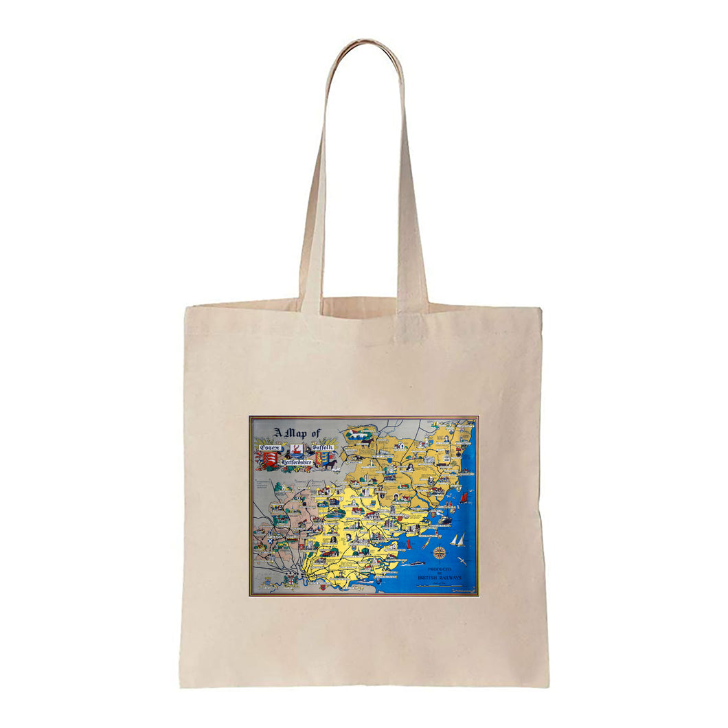 A map of Essex - Suffolk - Hertfordshire - Canvas Tote Bag