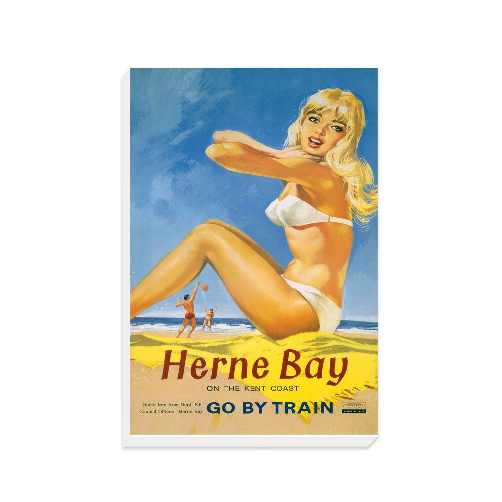 Herne Bay Girl in White Bikini - Canvas