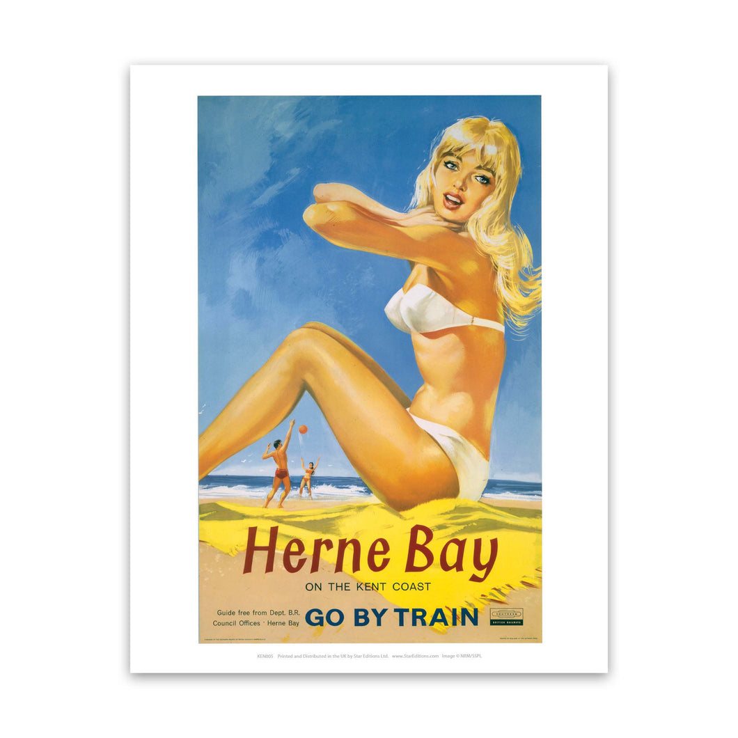 Herne Bay Girl in White Bikini Art Print