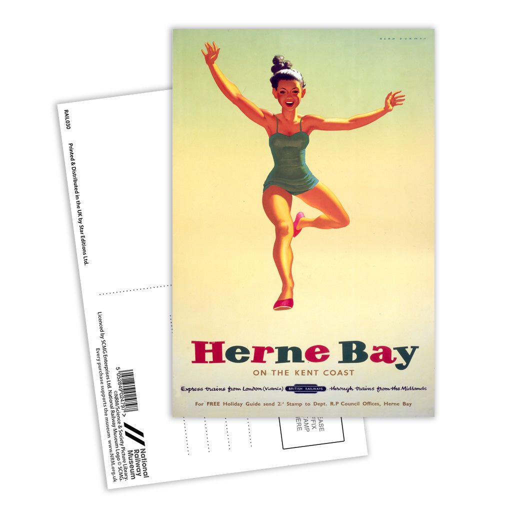 Herne Bay Girl in Green Costume Postcard Pack of 8