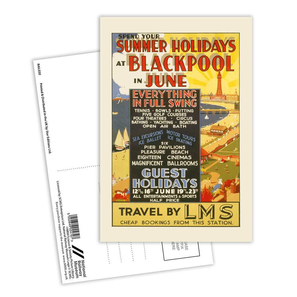 Blackpool in June - Summer Holidays Postcard Pack of 8