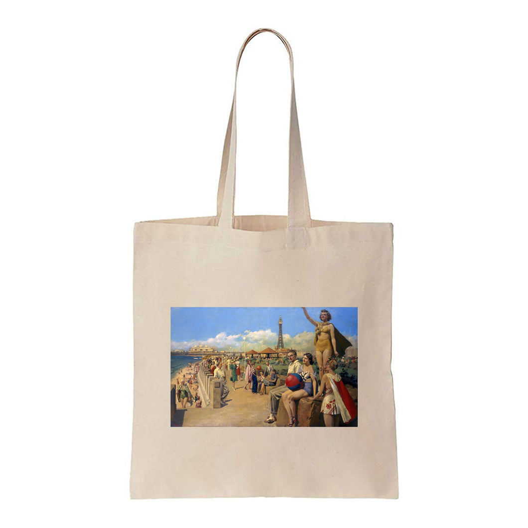 Blackpool Busy Seafront - Canvas Tote Bag