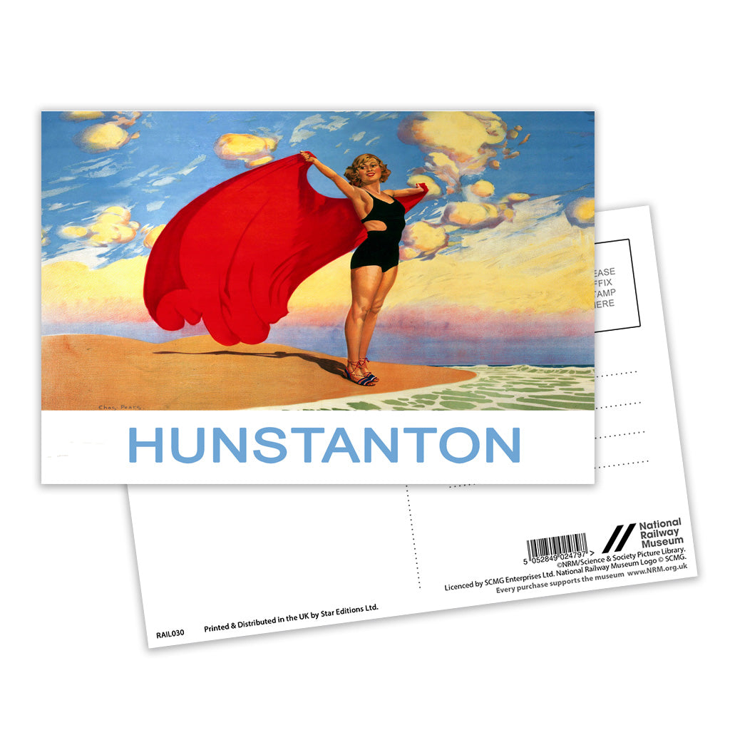 Hunstanton Girl with Red Blanket Postcard Pack of 8