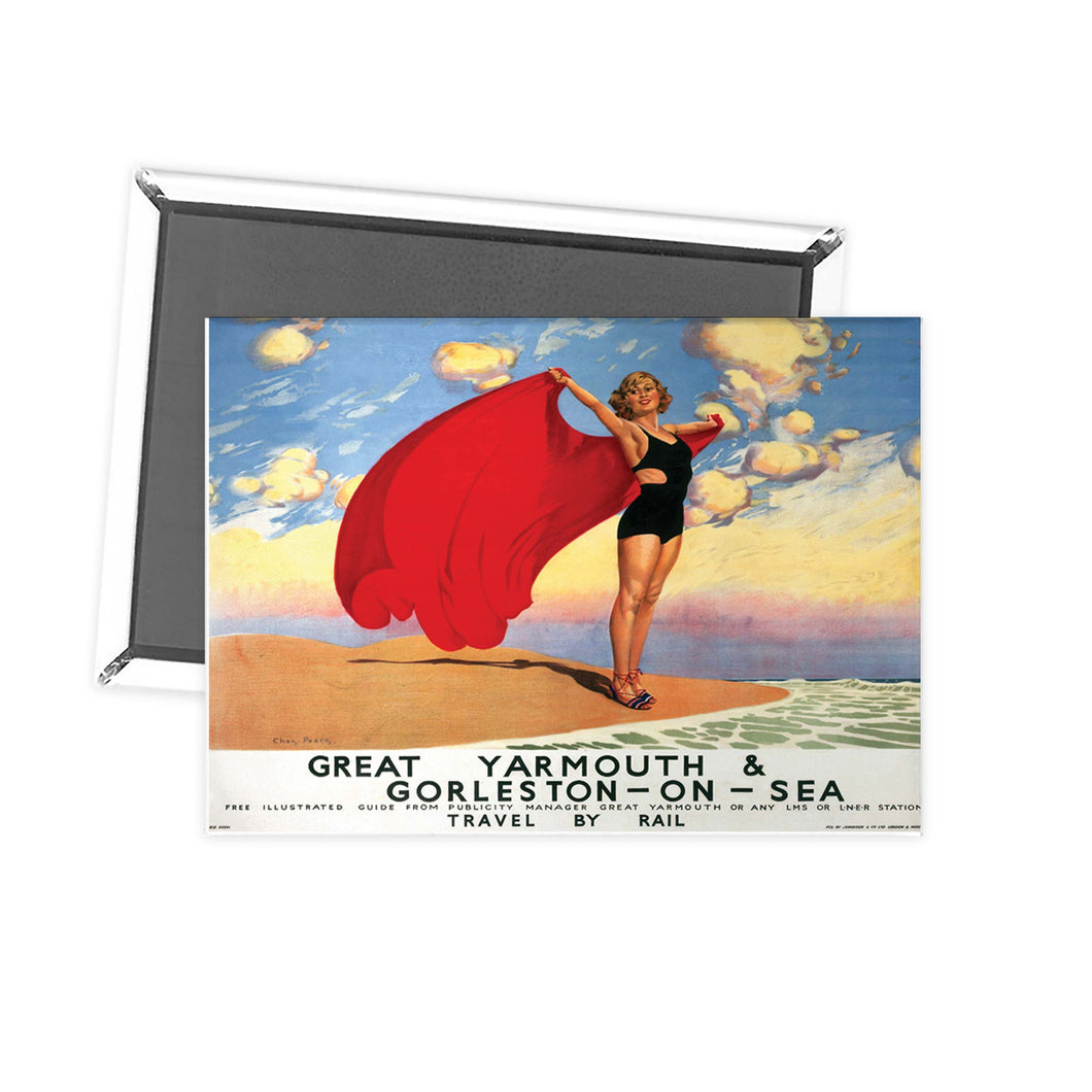 Great Yarmouth Girl with Red Blanket Fridge Magnet