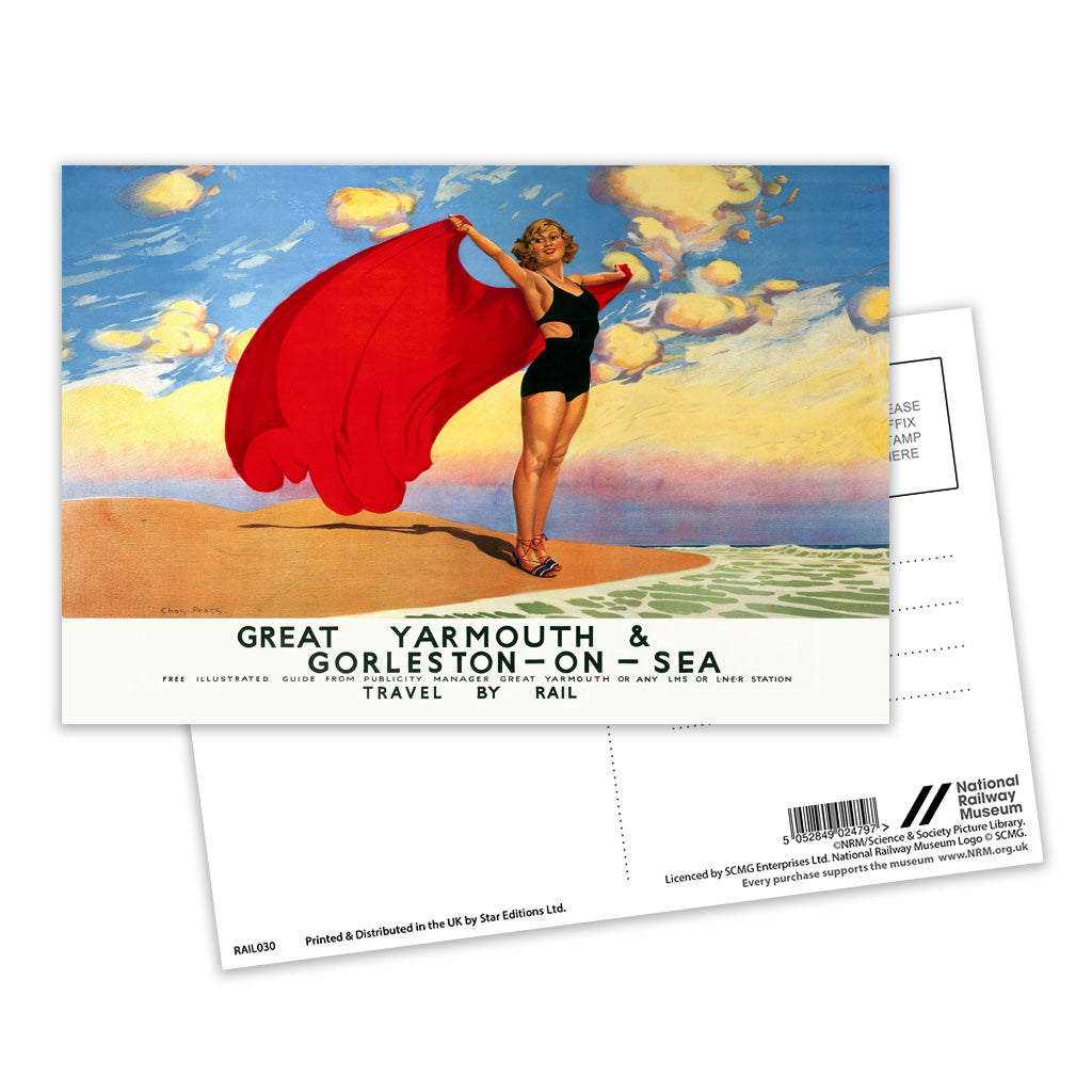 Great Yarmouth Girl with Red Blanket Postcard Pack of 8