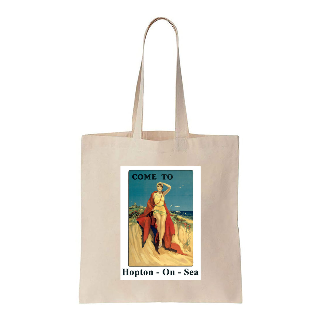 Hopton-on-sea Girl with Red Blanket - Canvas Tote Bag