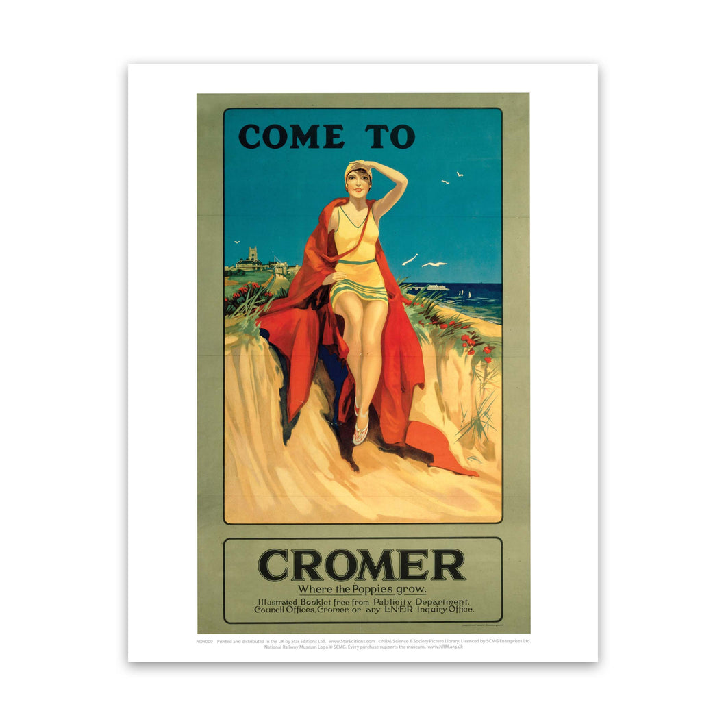 Come to Cromer, Girl with Red Blanket Art Print
