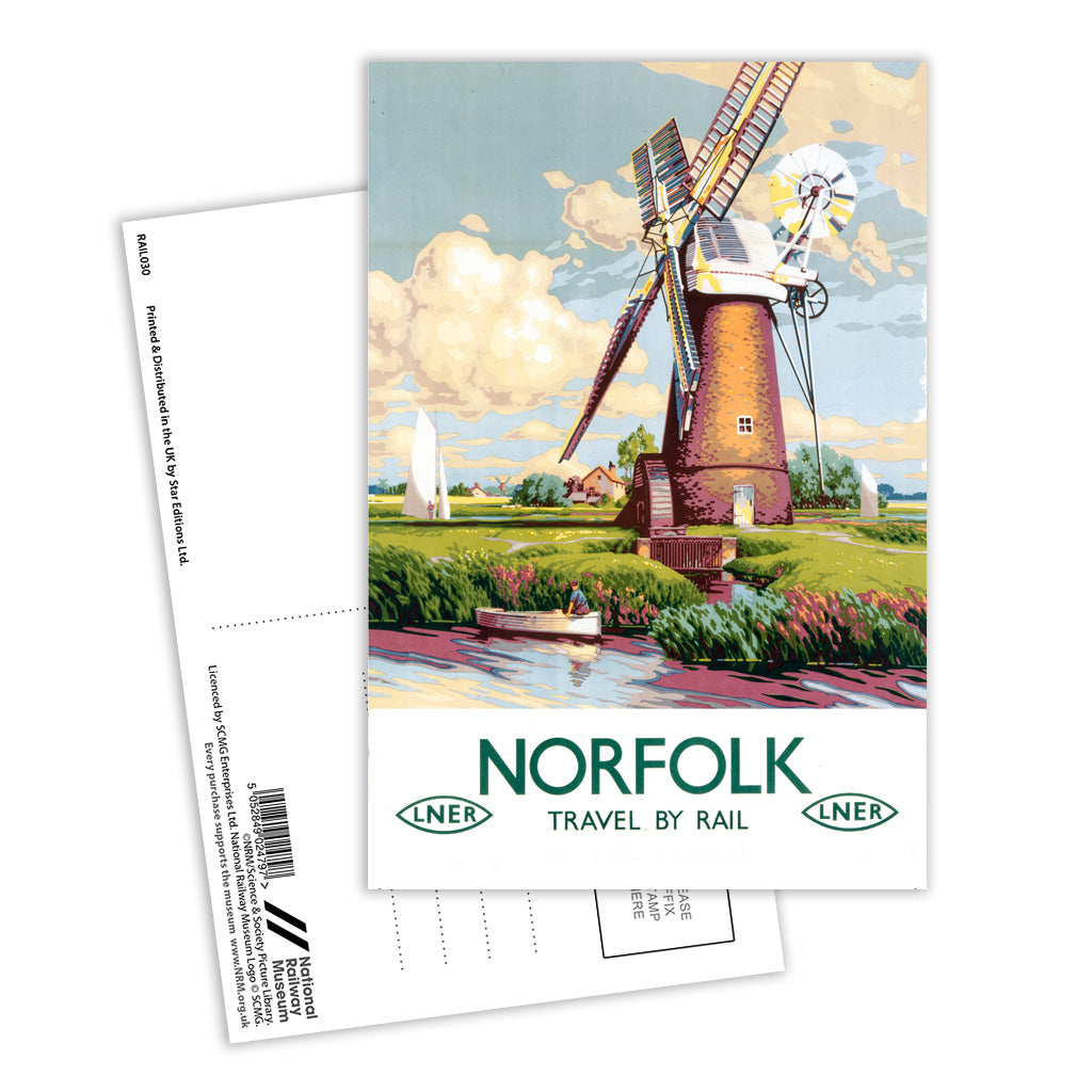 Norfolk Windmill Postcard Pack of 8