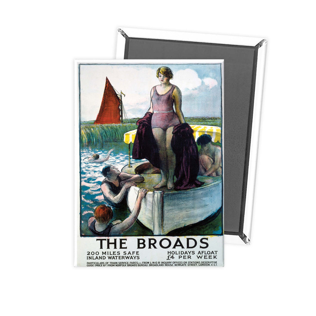 The Broads - Girl standing on boat Fridge Magnet