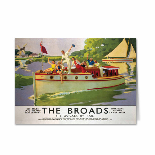 Broads People Waiving from Boat Greeting Card