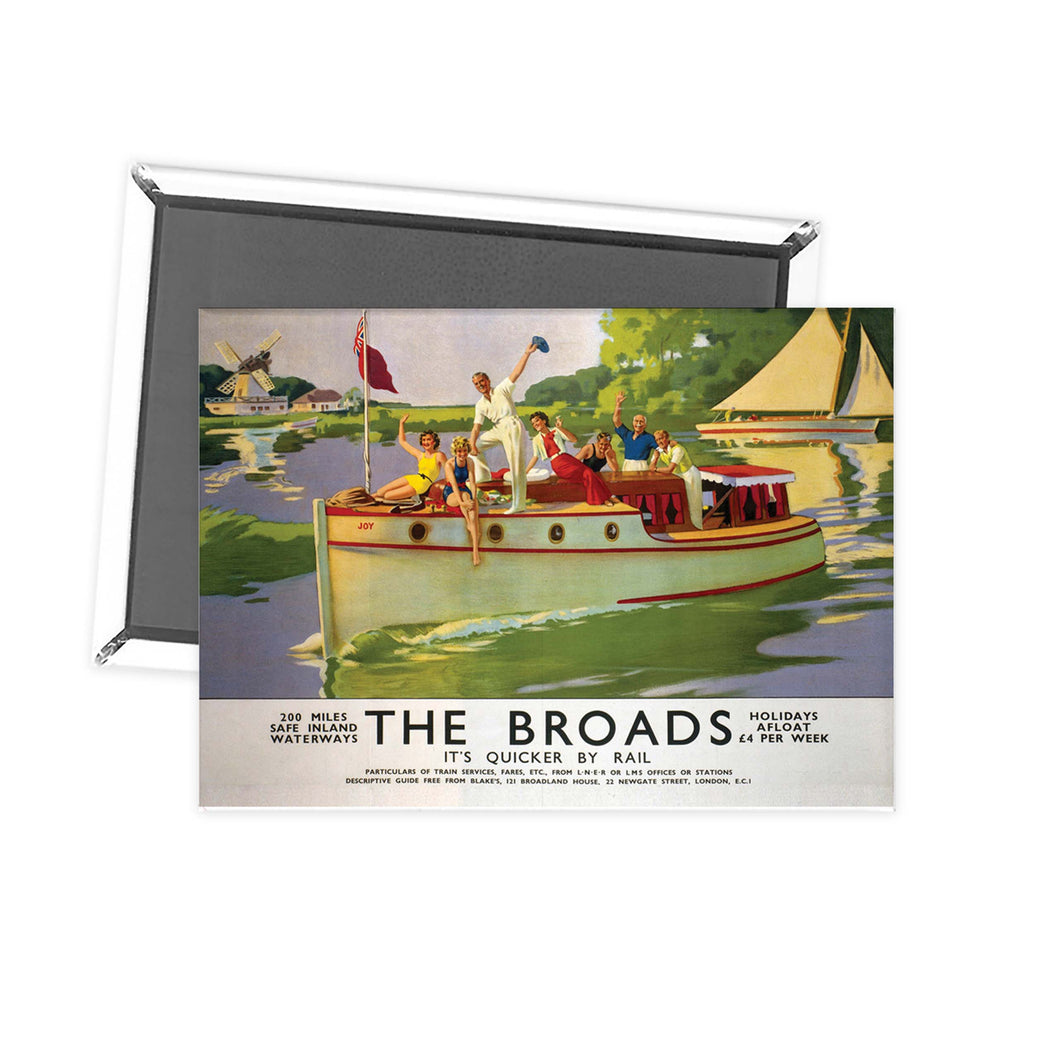 Broads People Waiving from Boat Fridge Magnet