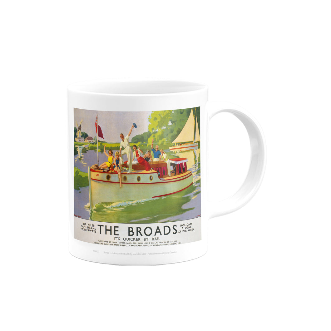 Broads People Waiving from Boat Mug