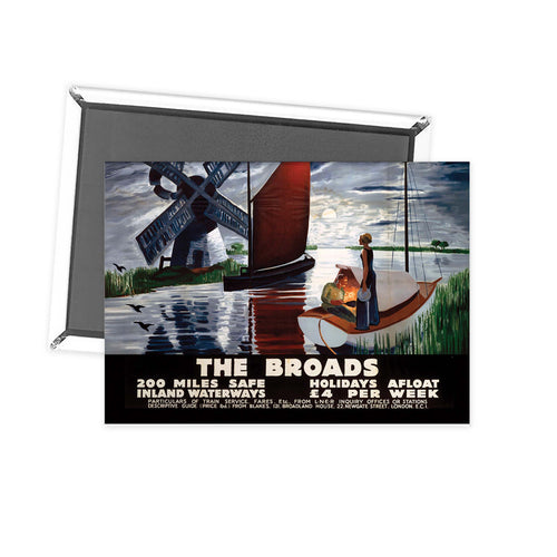 Broads getting dark, two people on boat Fridge Magnet