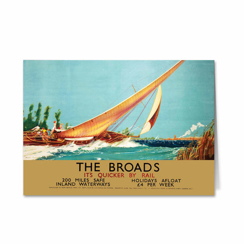 Broads Boat Blowing to Side Greeting Card