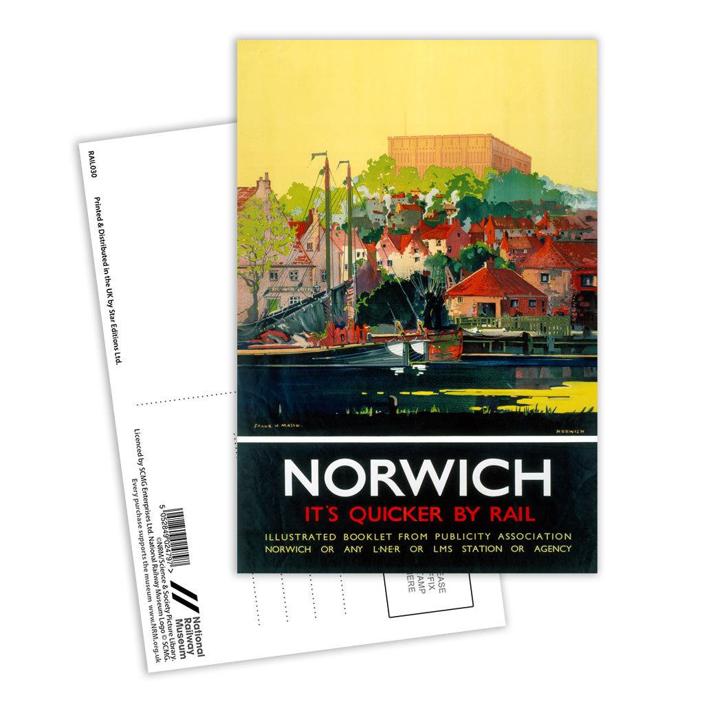 Norwich City Yellow Sky Postcard Pack of 8