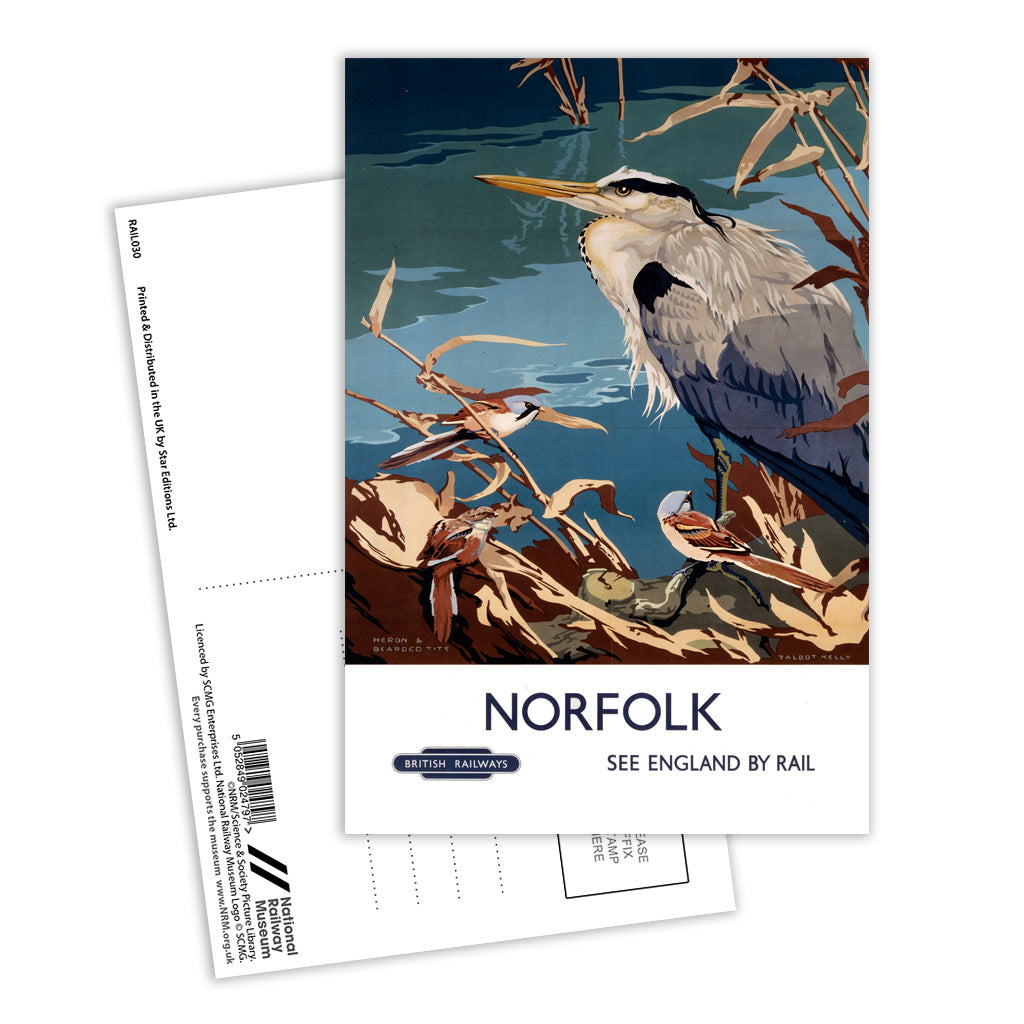 Norfolk Heron Postcard Pack of 8