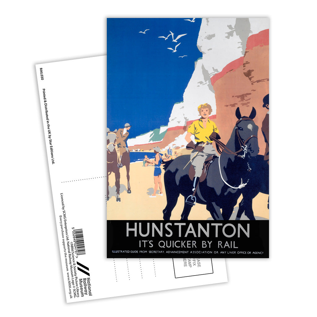 Hunstanton Woman on Horse Postcard Pack of 8