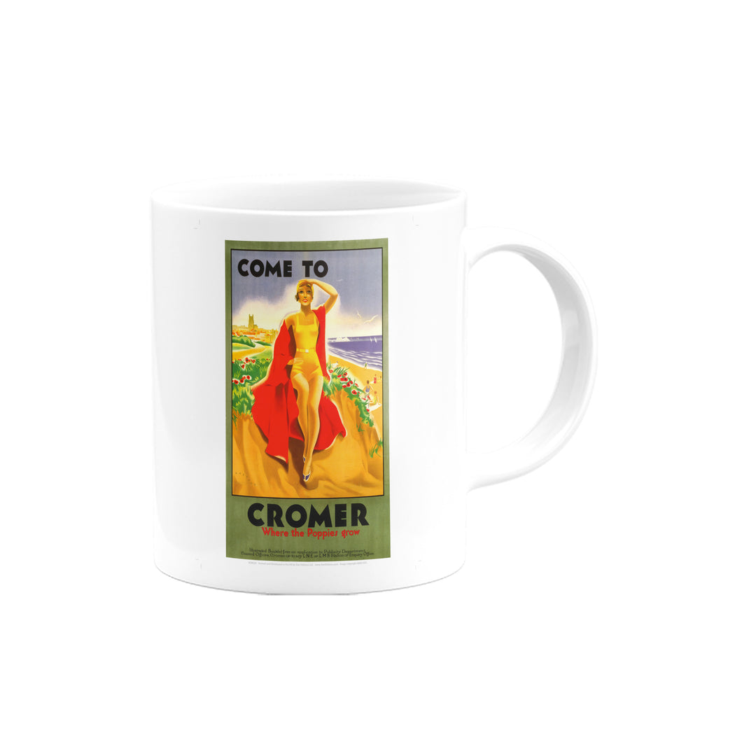 Come to Cromer Girl with Red Blanket Mug